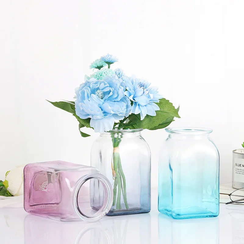 Скандинавские Искусственные цветы стеклянная ваза креативный градиент