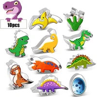 10 piecesset of stainless steel biscuit mould dinosaur shape biscuit cutter used to make muffin sandwich cutter cookie stamp