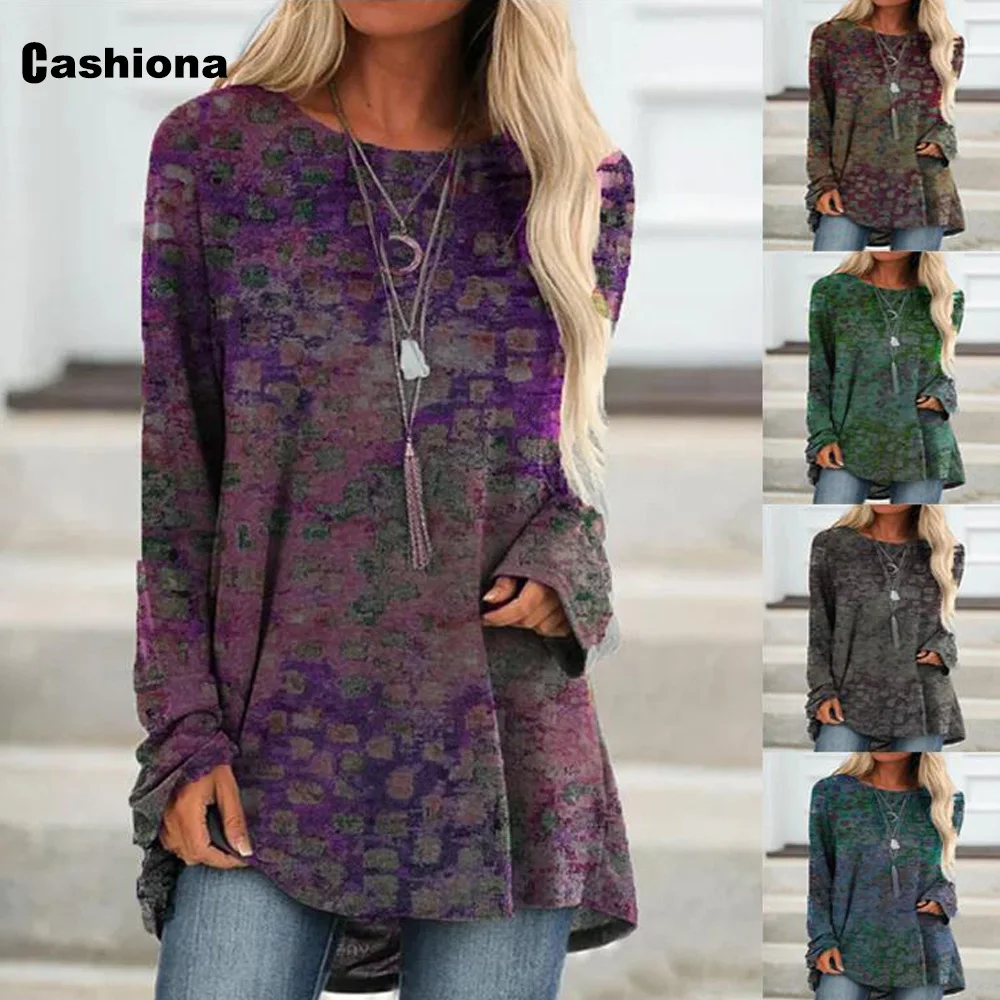 

Plus size 4xl 5xl Women Elegant Leisure Casual T-shirt Boho Flower Print O-neck Women's Top 2021 Summer Loose Tees shirt Femme
