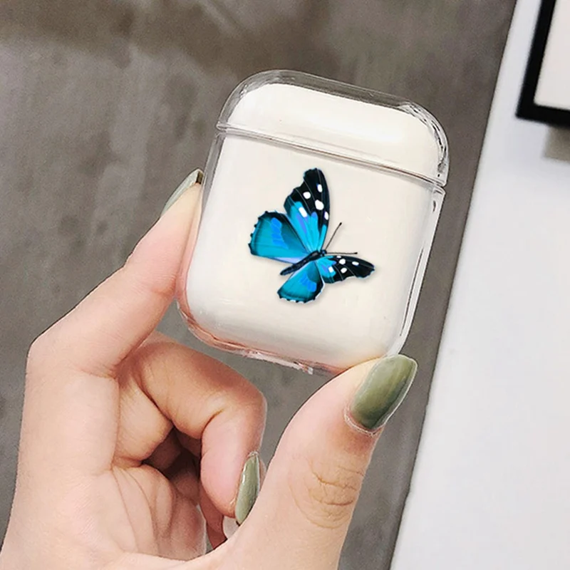 

Cute Butterfly Case For Apple Airpods Cover Cartoon Earphone Case Hard Transparent For Airpod 1 2 Headphones Case Shell