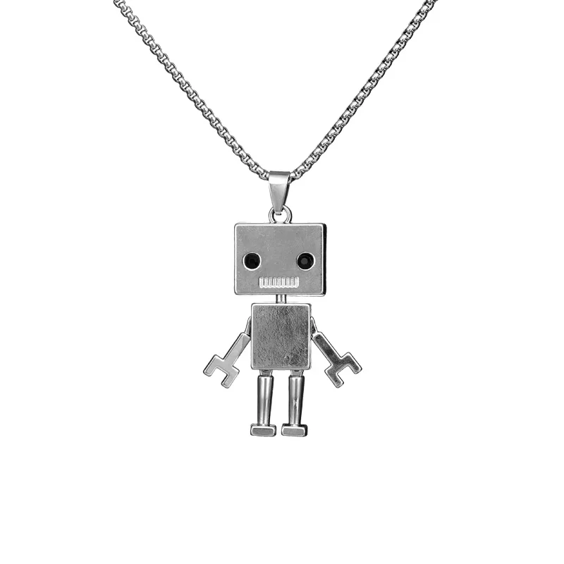 

Tearsofriver Alloy Robot Necklace Cute Pendant Chunky Necklace Chain Collier Collar Chocker Punk Retro Jewelry