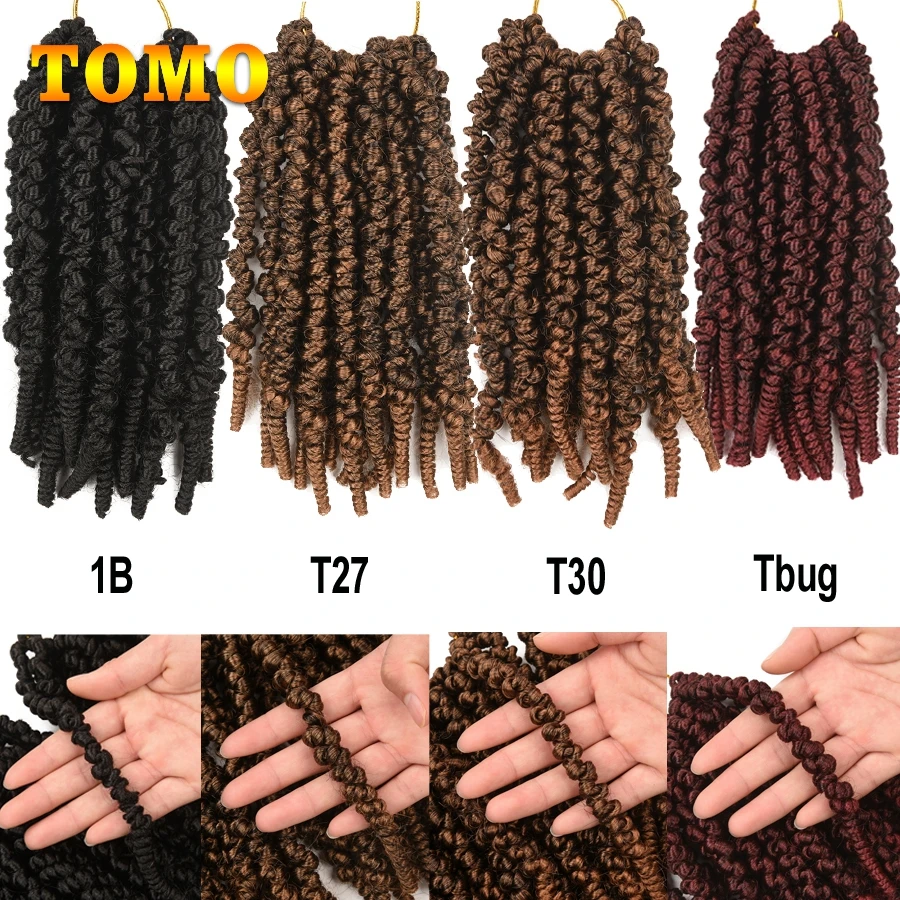 

TOMO 8 Inch Pre-twisted Passion Twist Crochet Hair Short Wavy Curly Spring Twist Braiding Hair Extensions Bomb Twist Braids Hair