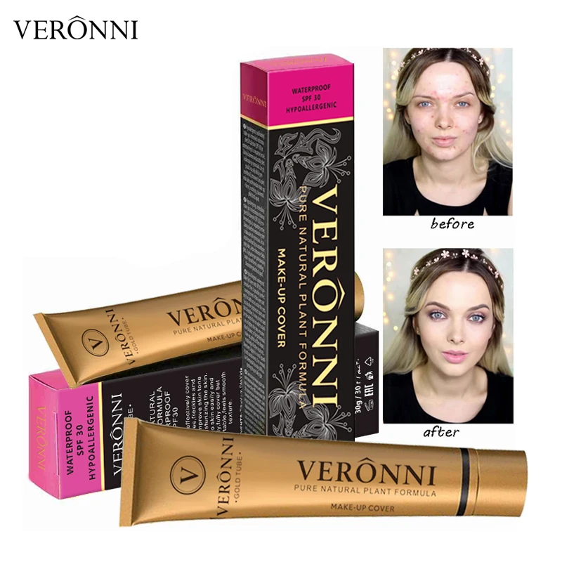 VERONNI Cream Makeup Full Cover Face Concealer Waterproof Liquid Eye Dark Circles 14 Colors Corrector Base Cosmetics | Красота и