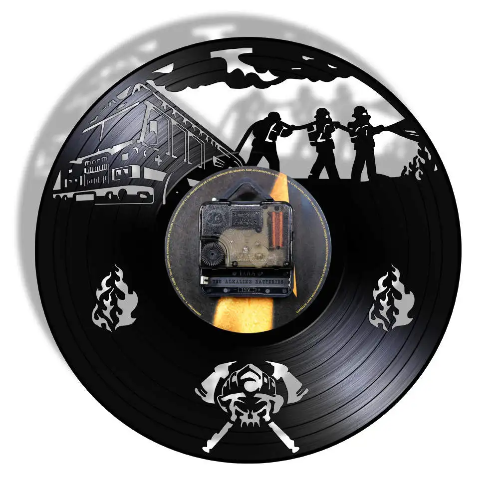 Виниловые настенные часы для пожарного отдела современные винтажные