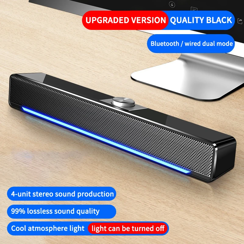 

Computer Audio Home Desktop Desktop Bluetooth-compatible Speaker Wired Wireless Speaker Long USB Subwoofer Loudspeaker 2021