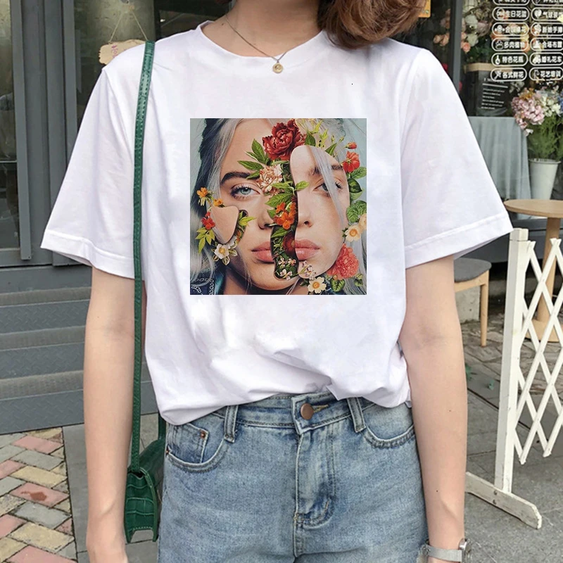 4023 Billie Eilish Harajuku графическая модная футболка для женщин 90s хип-хоп Ullzang футболка Bad Guy забавная футболка buy Friend Топ Футболка женская - Цвет: 4023