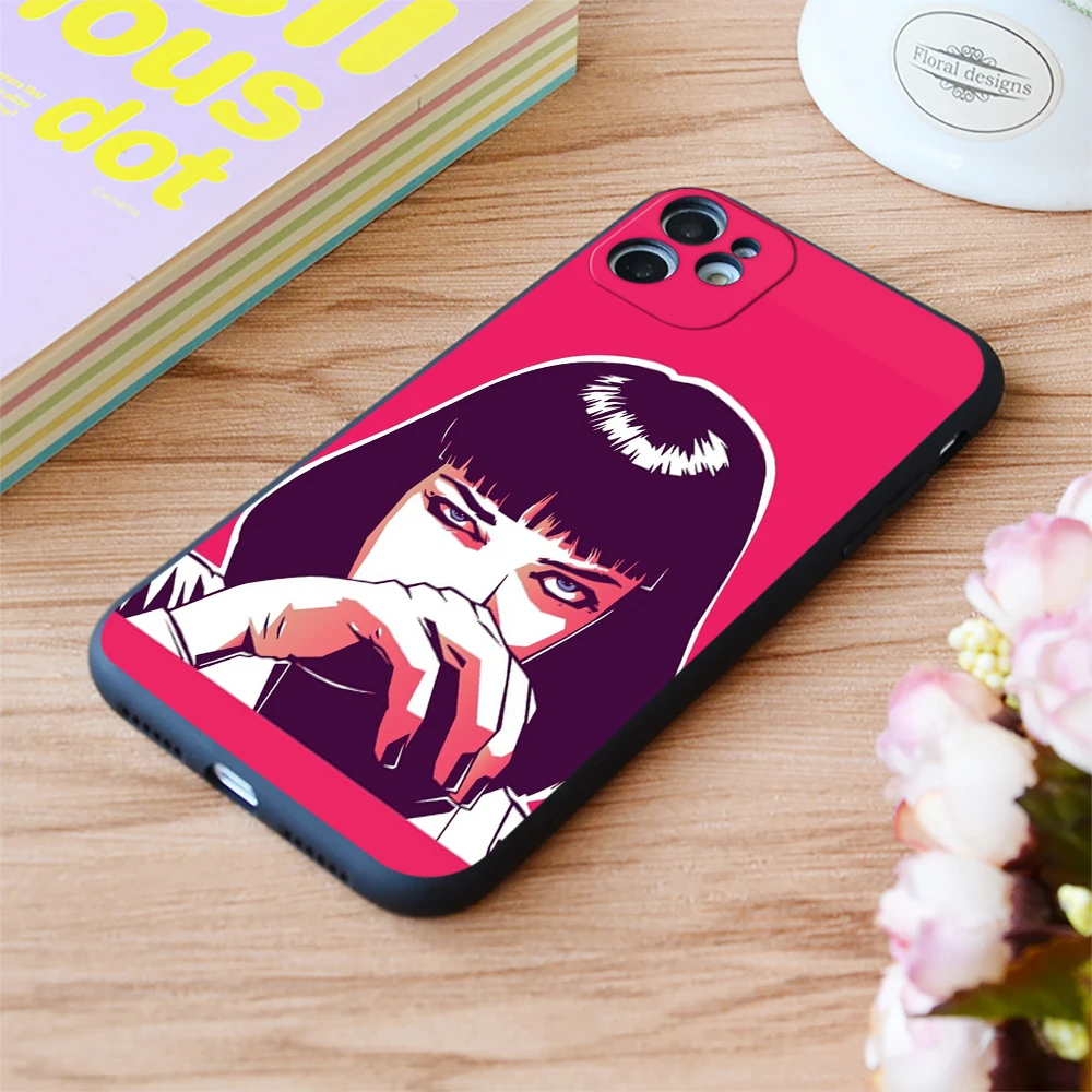 

For iPhone Pulp Fiction Uma Thurman Print Soft Matt Apple iPhone Case 6 7 8 11 12 Plus Pro X XR XS MAX SE