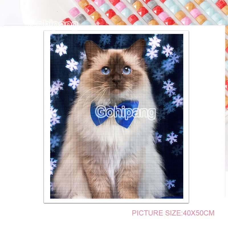 

Animals Diamond Painting Kawaii Yellow and White Cat 5D Cross Stitch Rhinestones Square or Round Diamond Home Rooms Decoration