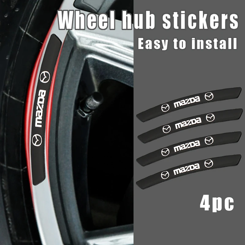 

3D Aluminum Car Wheel Hub Sticker Car Badge Rim Decoration for Mazda- 2 3 6 MX-5 MX-30 CX-3 CX-8 Exterior Decoration Accessories