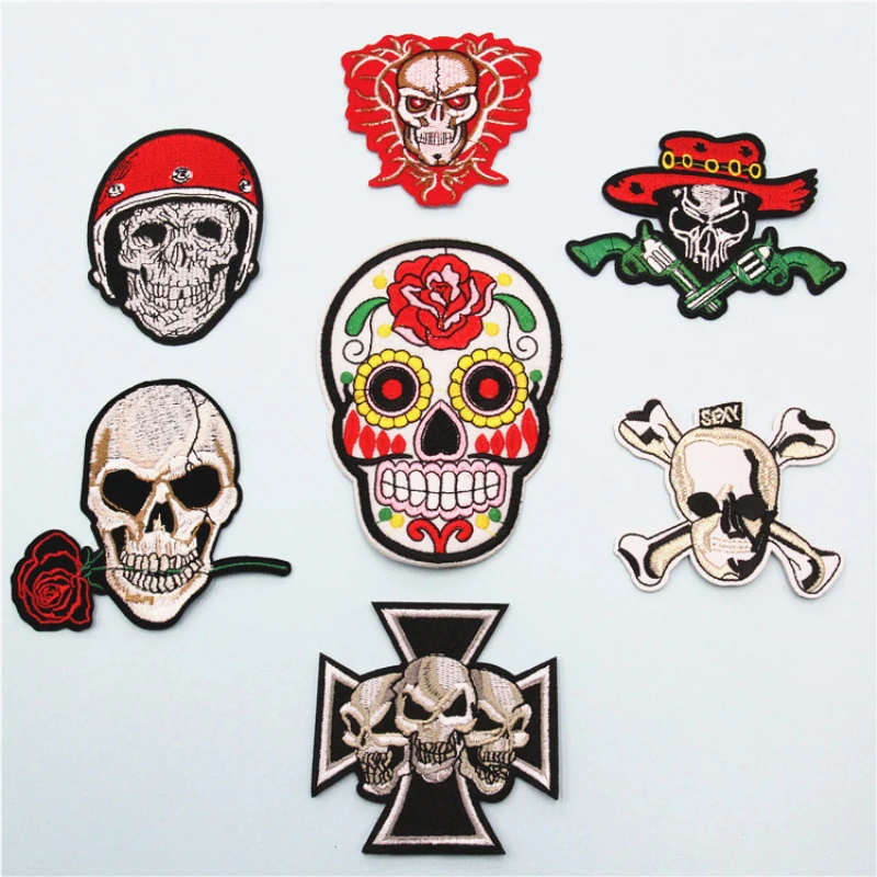 Вышивка в виде черепа железные нашивки для значка сумки шляпы кепки джинсы