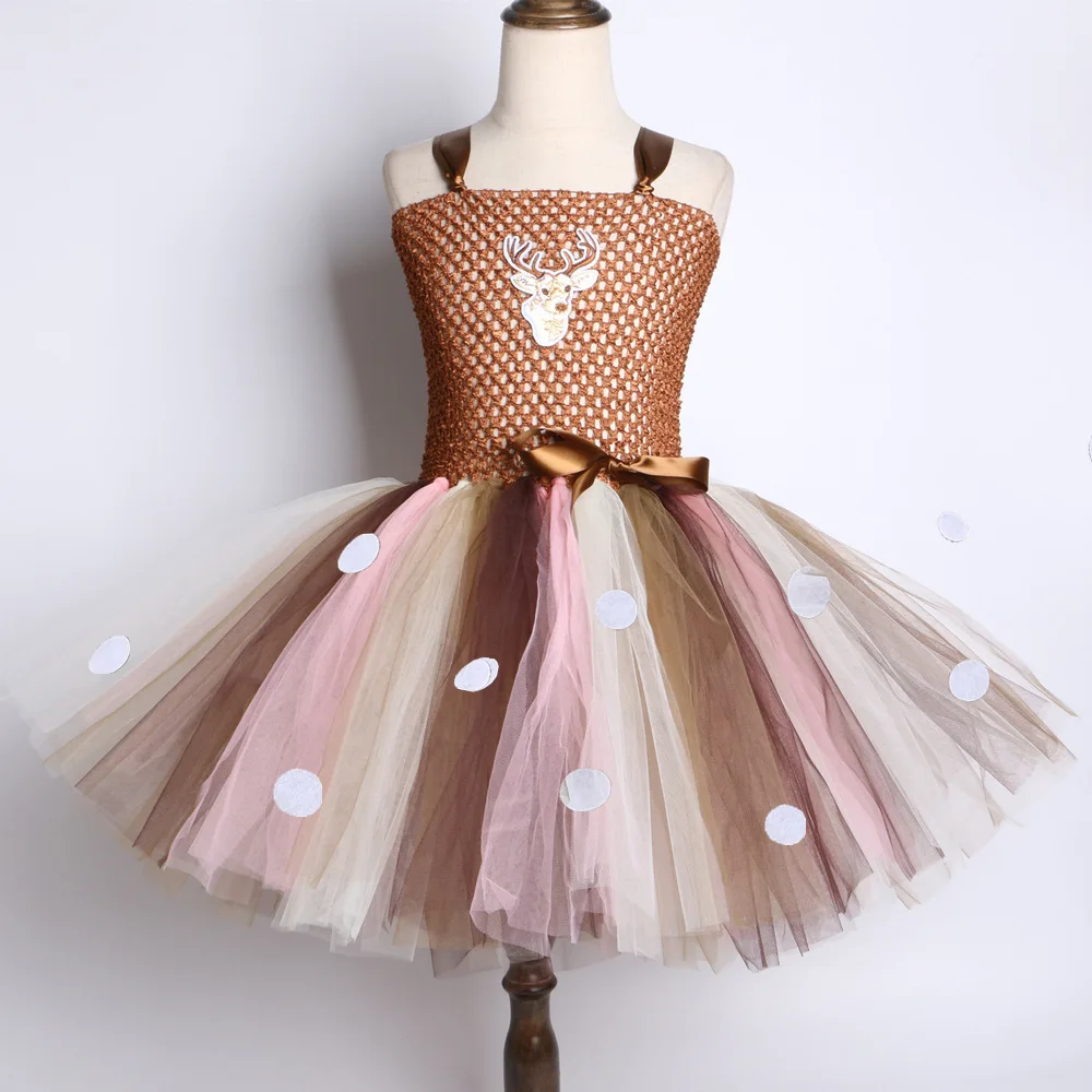 

Elk tutu skirt children's handmade net yarn tutu skirt Christmas girl dress with headband suitable for any figure