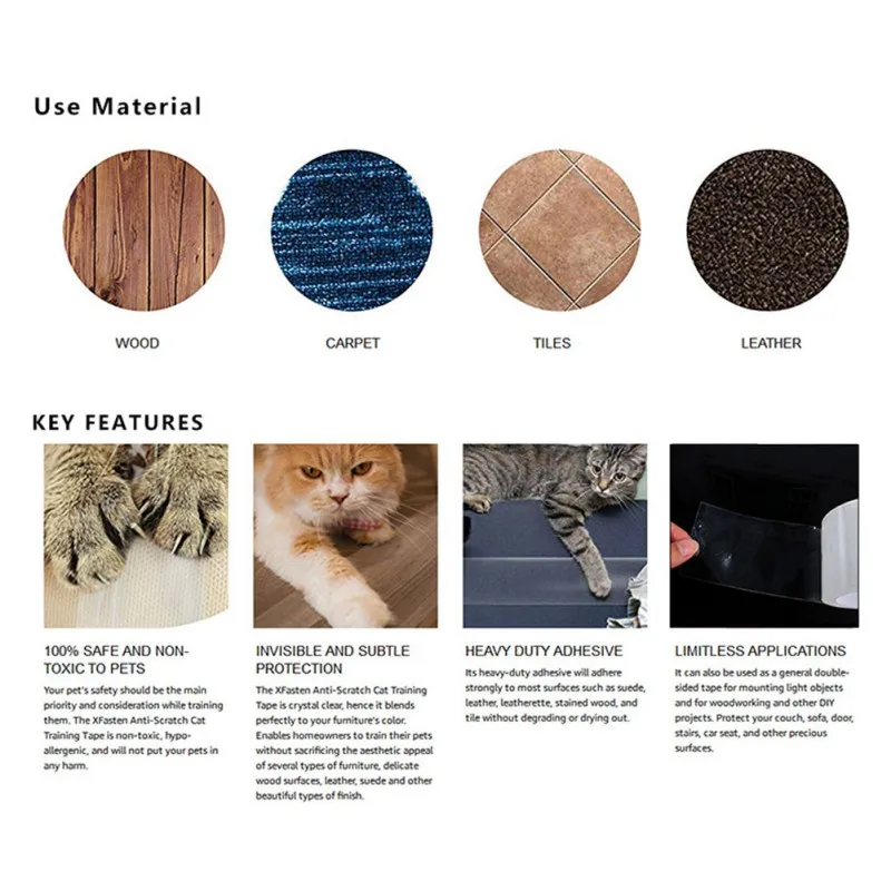 

20*1000cm Cat Anti-Scratch Tape Roll 300 500cm Furniture Guards Couch Protector Cat Scratch Prevention Clear Sticker For Sofa