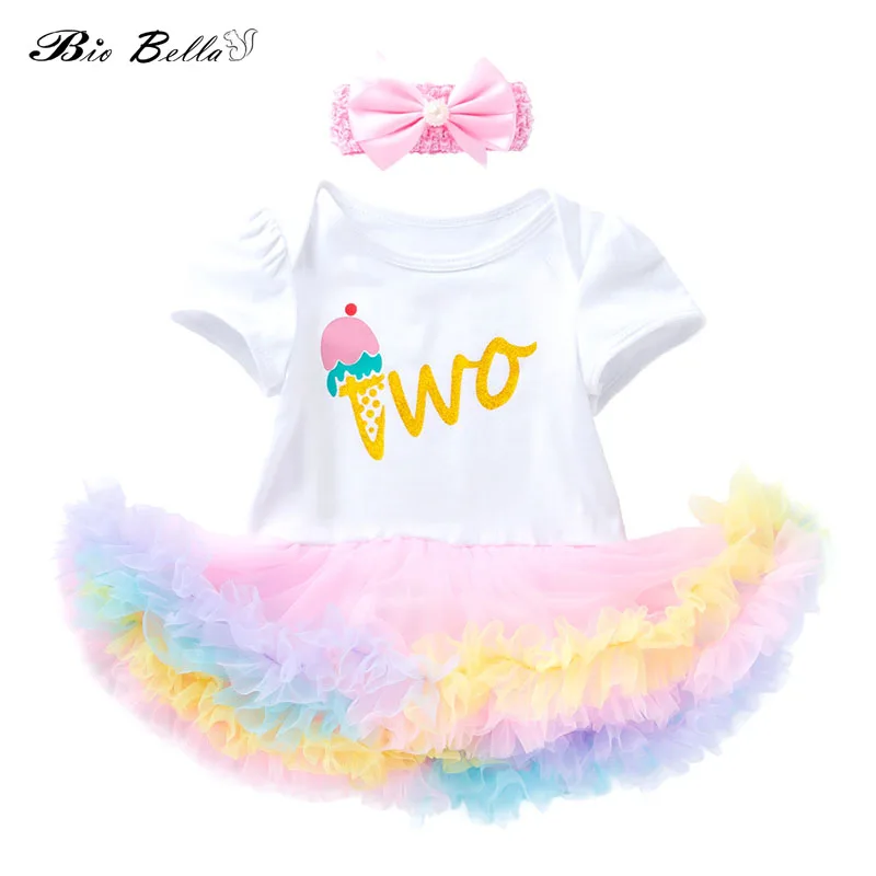 Комбинезон с короткими рукавами и принтом мороженого для новорожденных девочек 1