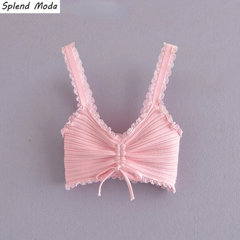 

Модная Летняя Сексуальная Женская майка Splend с кружевом в стиле пэчворк, милые укороченные топы, уличная одежда, трикотажные футболки без ру...