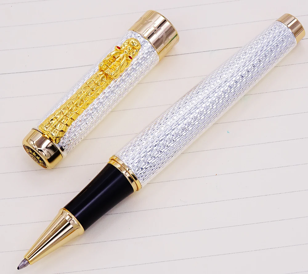 Jinhao 1200 винтажная Роскошная серебристая металлическая перьевая ручка и шариковая