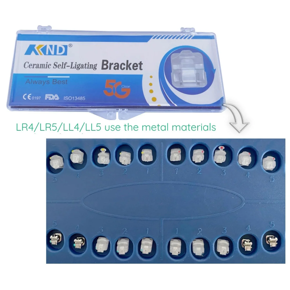 

1 Set Dental Orthodontic Ceramic Self-Ligating Bracket MBT/Roth 022 3 Hook With Tool Clear Ceramic Dental Braces Ortho Materials