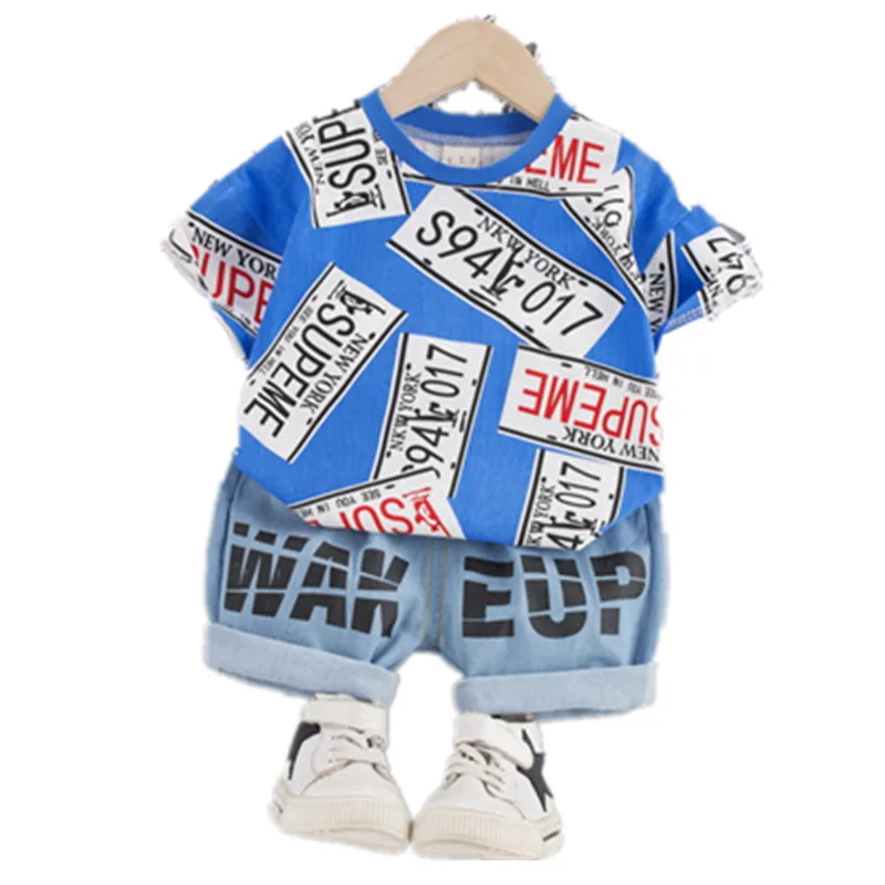 

Fashion New Summer Baby Girl Clothes Children Boys Cotton Letter T Shirt Shorts 2Pcs/sets Toddler Casual Costume Kids Tracksuit