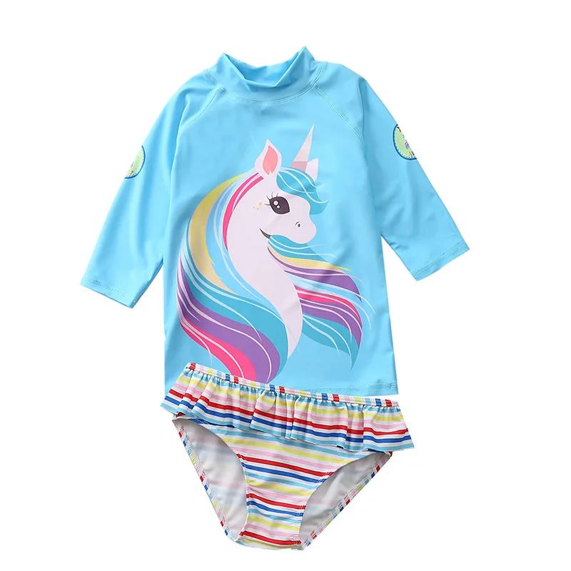 Baby Swimwear and Surfwear Long Sleeve Bathing Suit Toddler Girls 2021 Unicorn Mermaid Swimsuit Kids Swimming Suits for Children