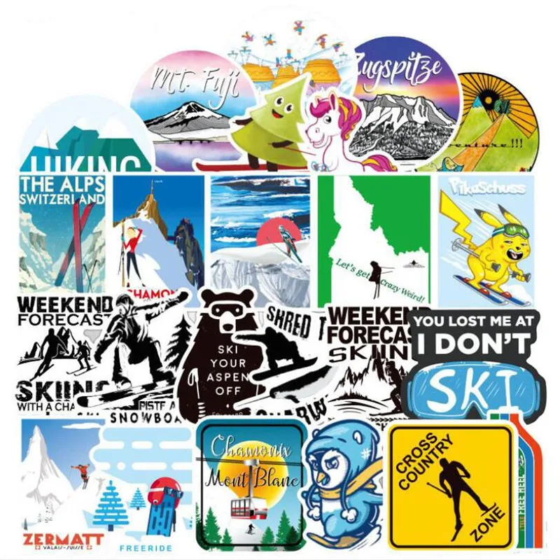 

10/30/50PCS Ski Sports Trolley Case Cute Waterproof Guitar Skateboard Graffiti Car Stickers