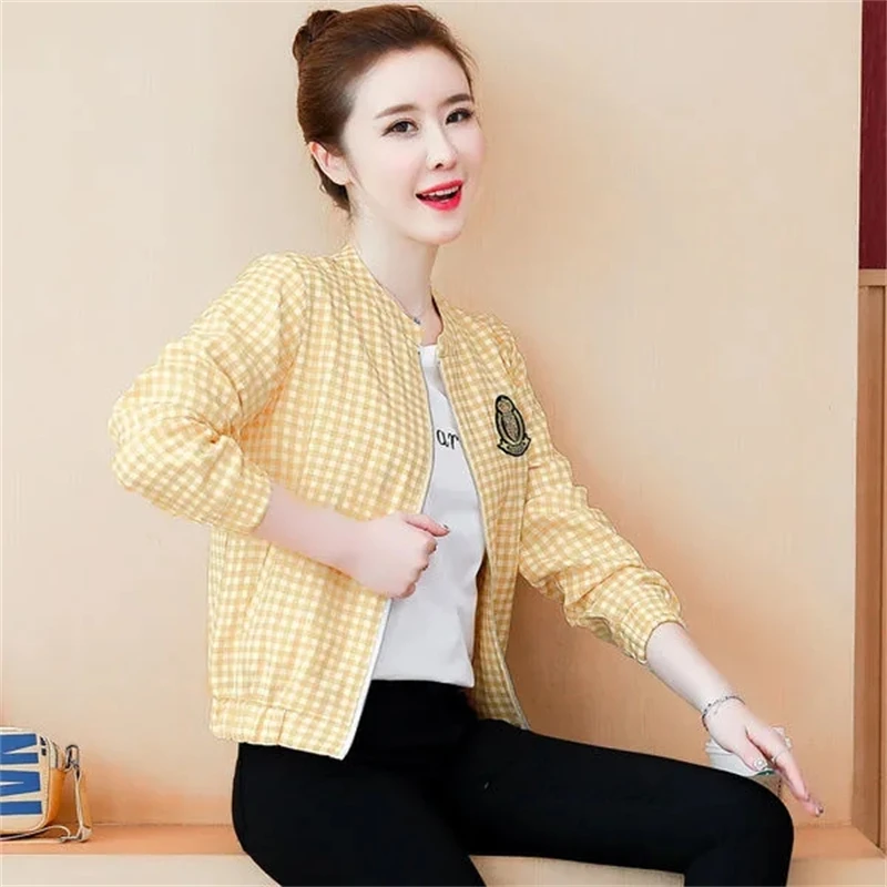 

2021 Short Plaid Western Style Women's Jacket Jacket Casual All-match Comfortable Loose Women's Baseball Uniform