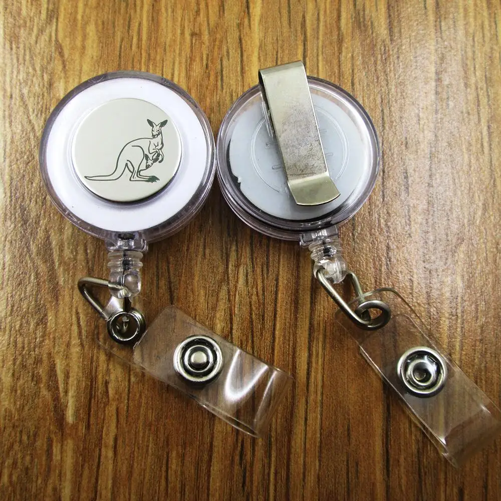 

Kangaroo ID Badge Reel gift for him/her friend family retractable recoil id badge holder work fun