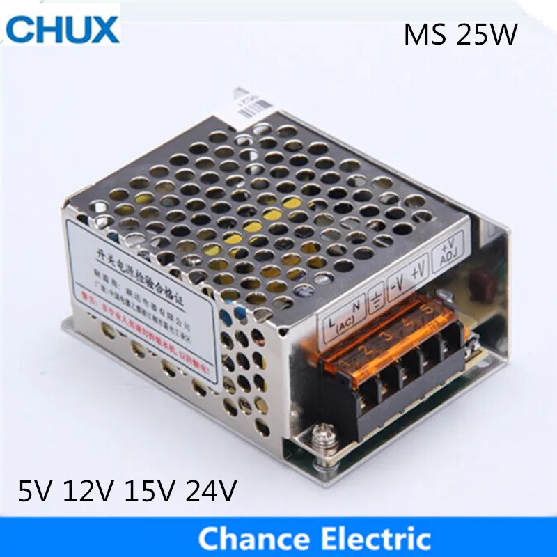 Импульсный источник питания, 5 В, 12 В, 15 В, 24 В, 25 Вт, с одним выходом, меньшего размера, SMPS, промышленный светодиодный трансформатор, источники питания