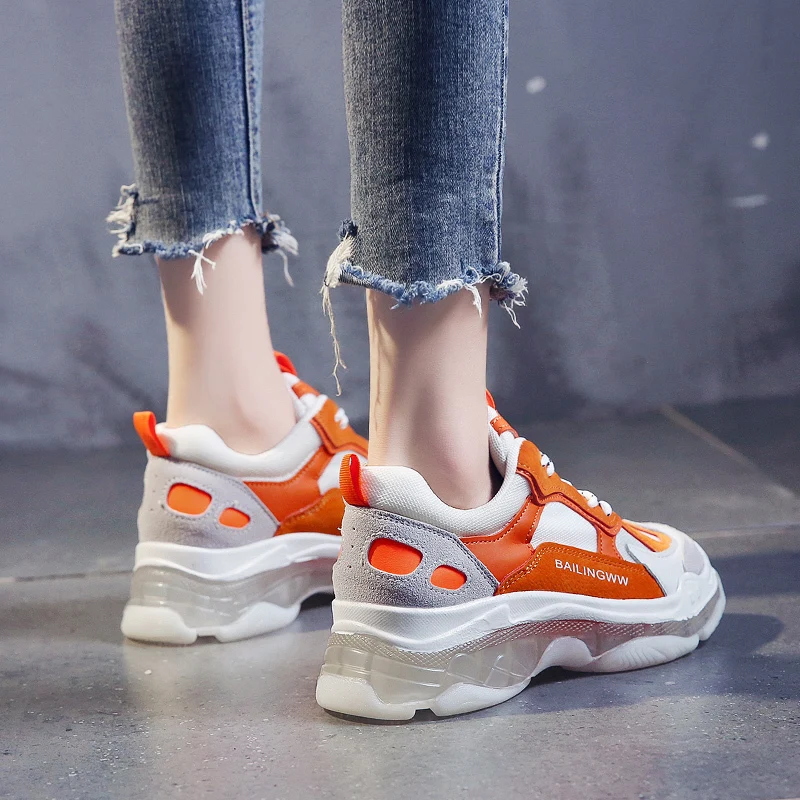 Синие кроссовки женские дышащие сетчатые ботинки с массивным каблуком женская