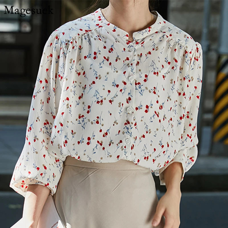 

Blusas осень длинный рукав шифоновая блузка женская 2021 Новая повседневная одежда с О-образным вырезом, тонкий женский рубашка свободные Цвето...