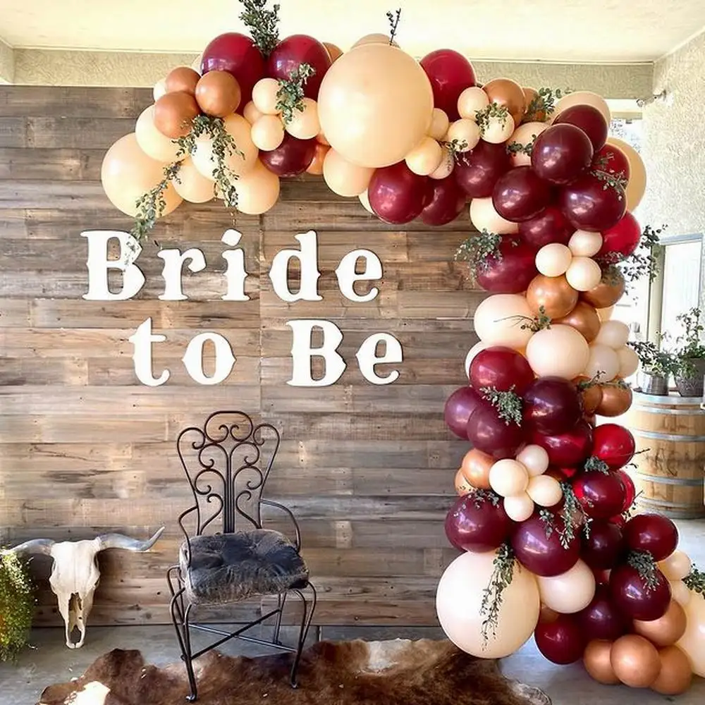 

125pcs Burgundy Balloon Garland Arch Kit Wine Red Macaron Orange Balloons Wedding Bride to Be Decorations Birthday Party Globos
