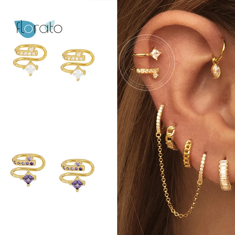 

24k Gold-Plated /Silver U type Ear Cuff Micro Pave CZ Non Pierced Small Sized Girl Clip Earring Cuff Korean Earcuff Jewelry A40