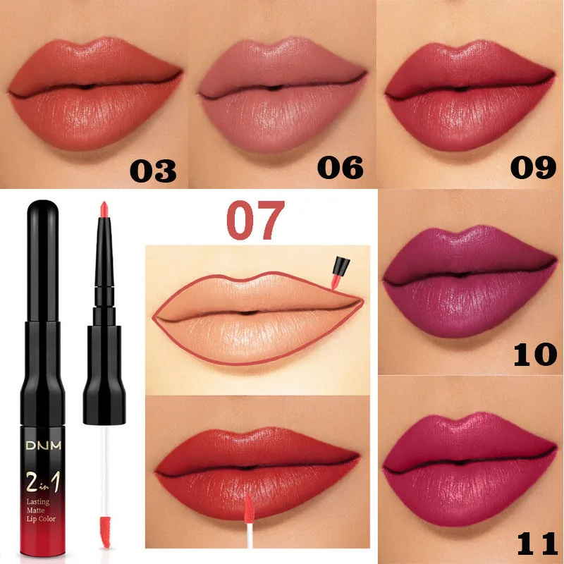 Новинка 2019 антипригарный блеск для губ DNM матовый двойной помада два в одном