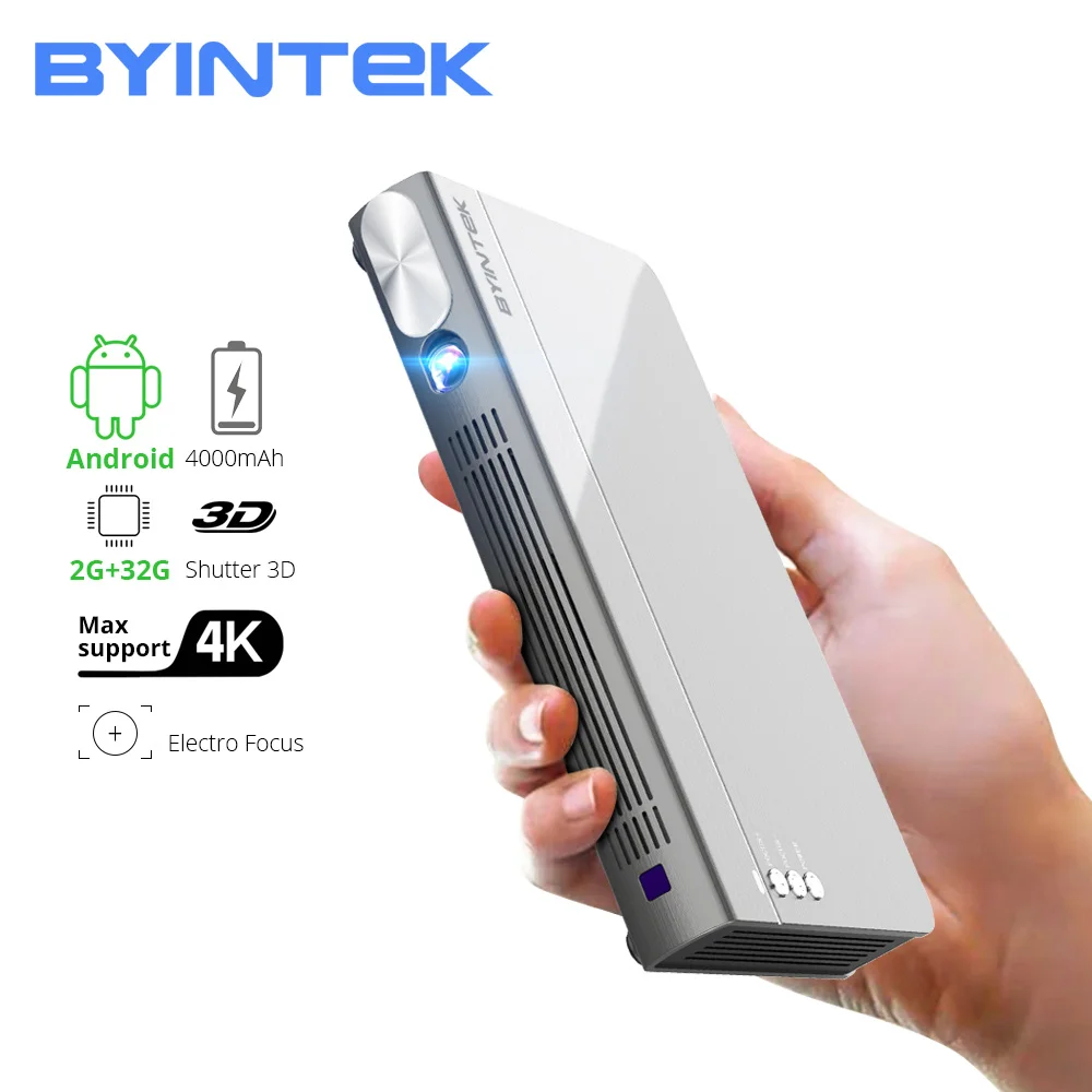 Портативный Умный Карманный видеопроектор DLP BYINTEK P12 светодиодный мобильный