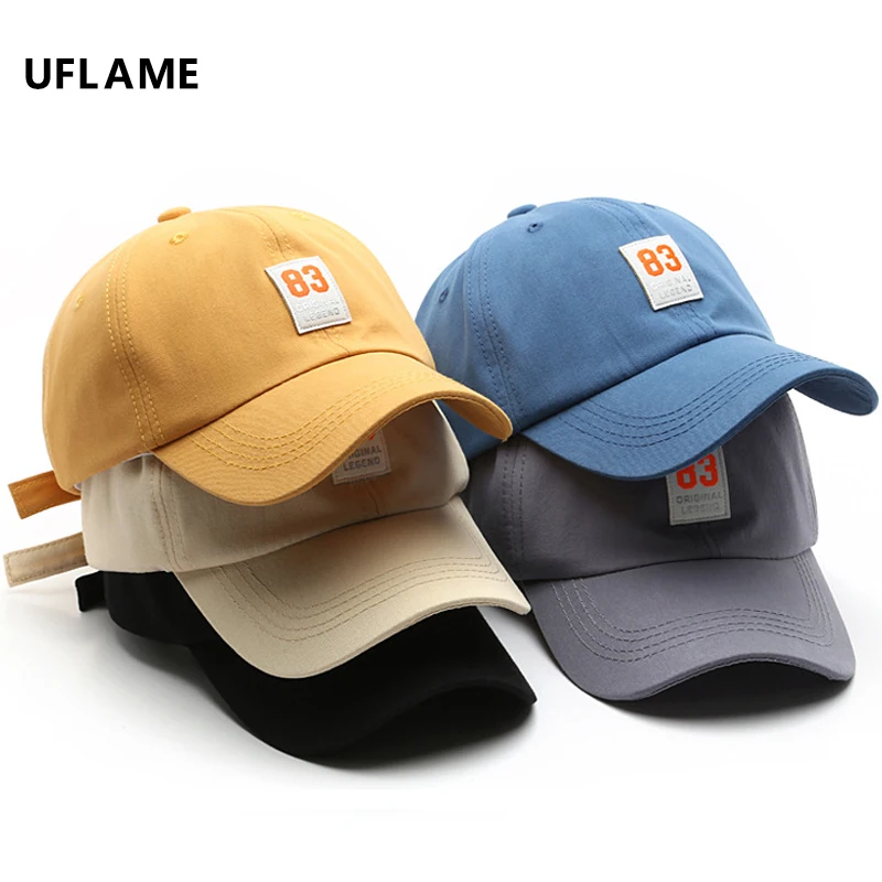 

UFLAME Letter Patch Baseball Cap for Women Men Cotton Summer Visor Hats Adjustable Outdoor Sports Hat Unisex Soft Top Caps Bone