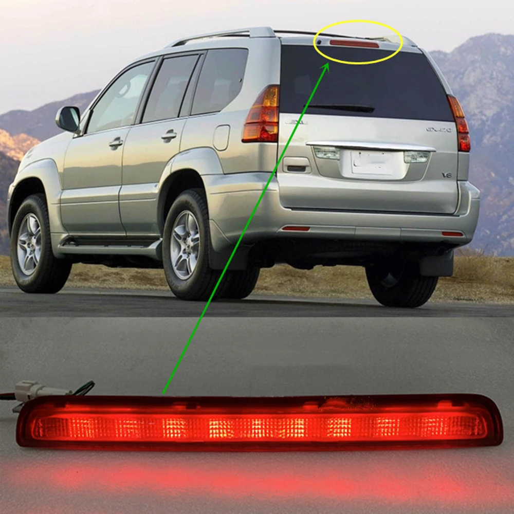 

For Toyota Prado Lexus GX470 GRJ120 2003-2009 High Mount 3RD Brake Light Red Rear Additional LED Tail Signal Lamp Stoplight Bulb