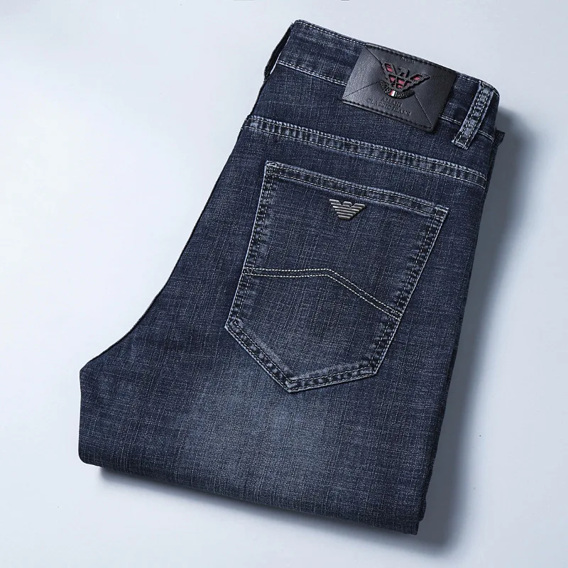 

New Spring Men's Jeans Slim Elastic Italy Eagle Brand Fashion Business Trousers Classic Style Winter Cotton Jeans Denim Pants
