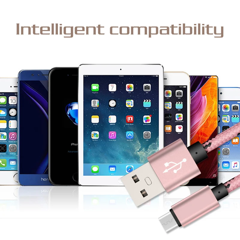 Micro Data Cable USB Cables 5V1.5A Fast Charging For Cell Phone 1m Nylon Wire Android Transmission cables Cord | Мобильные телефоны