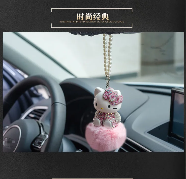 Милый Кот hello kitty брелоки КТ для автостайлинга Interio висячий брелок в виде кукол автомобиль шкентель стиля Висячие зеркало заднего вида