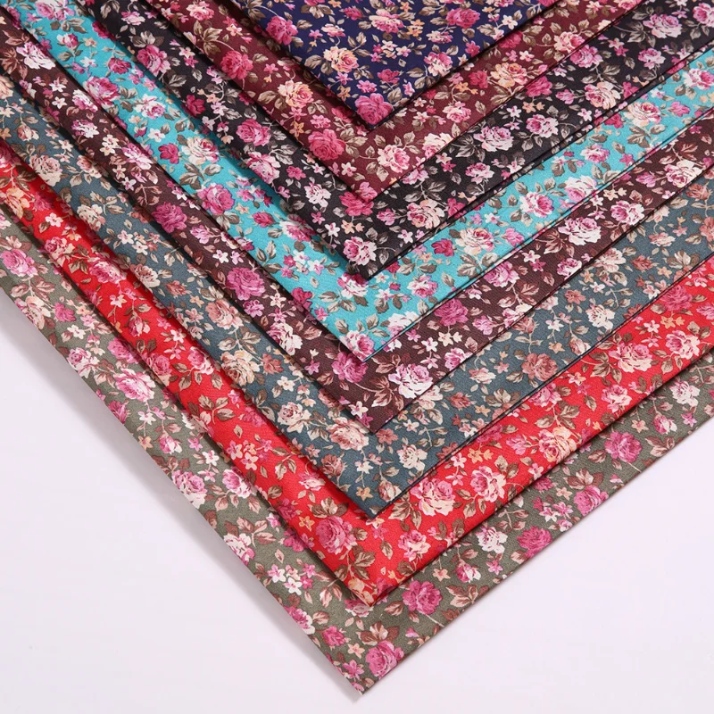 

100% Polyester Floral Fabrics By The Meter Rose Pattern Floral Material for DIY Handmade Needlework Cloth100*150cm