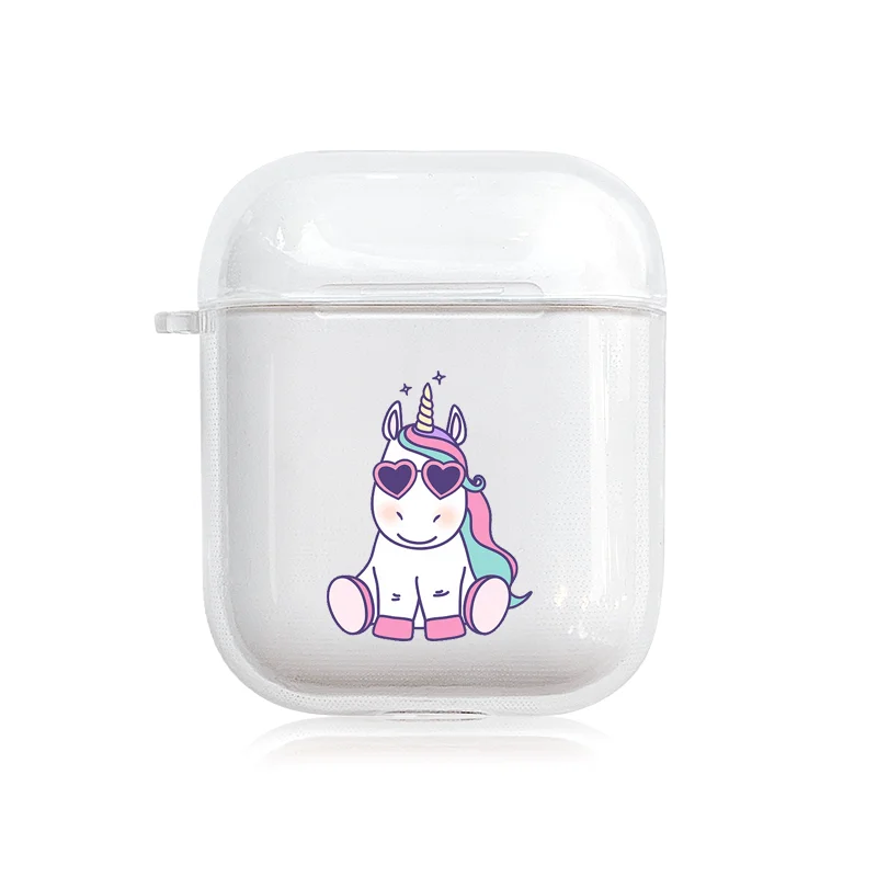 A1 Милый рисунок единорога прозрачные чехлы для Apple AirPods 2 крышка зарядки Air Pods прозрачный мягкий силиконовый защитный AirPods2 Fundas - Цвет: A1