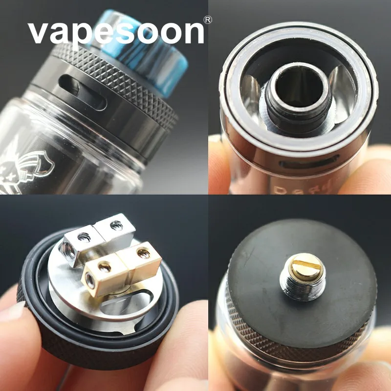 VapeSoon новейший распылитель Dead Rabbit 25 мм RTA 2 мл/4,5 мл с капельным наконечником из смолы одинарный/с двойной катушкой перестраиваемый Vape испаритель черный и серебристый