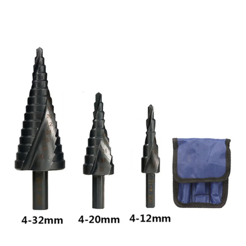 3/4PCS 4-32MM HSS Cobalt Step Drill Bit Set Nitrogen High Speed Steel Spiral For Metal Cone Triangle Shank Hole Metal drills