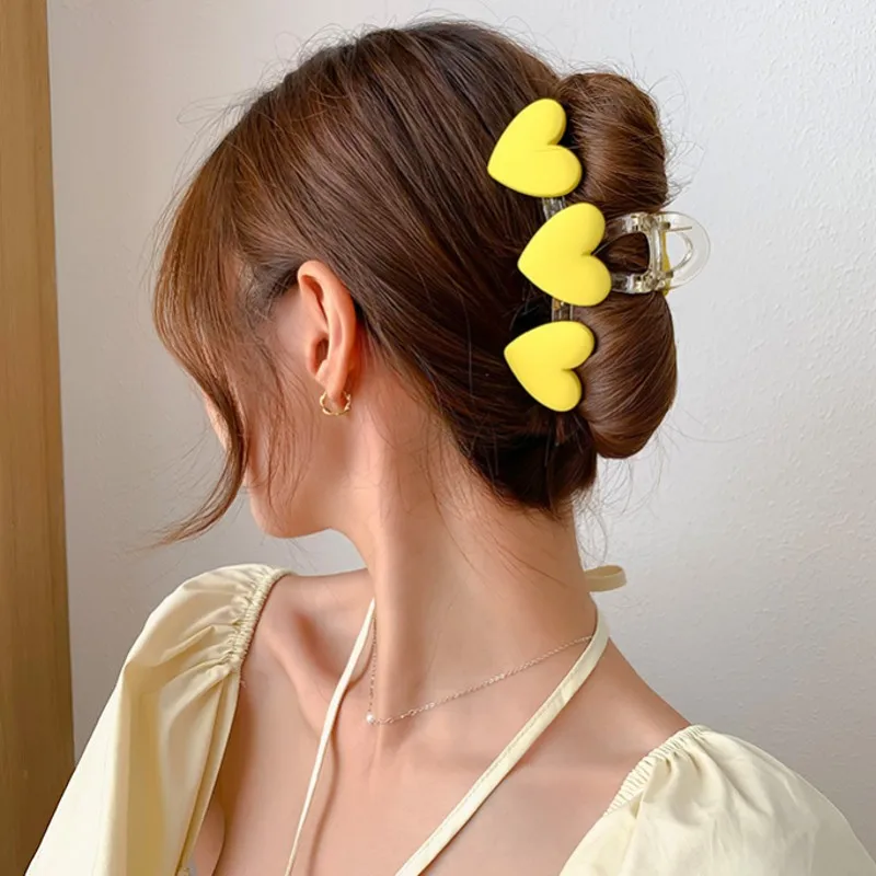 

2021 Ins Women Elegant Heart Hair Claws Cute Sweet Love Large Size Hair Clips Grab Acetate Headband Hairpin Hair Accessories