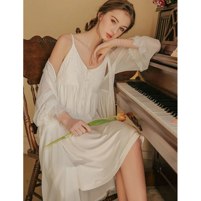 Роскошный халат комплект из двух предметов осенняя Пижама Женская домашняя