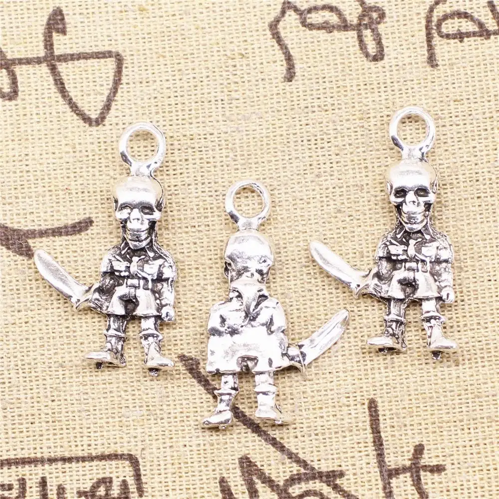 Принадлежности для изготовления ювелирных изделий, 4 шт., 22x37 мм, подвески в виде пиратов античного серебра