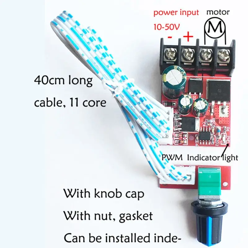 Модуль DC10V-50V 15A PWM контроллер скорости двигателя постоянного тока светодиодный