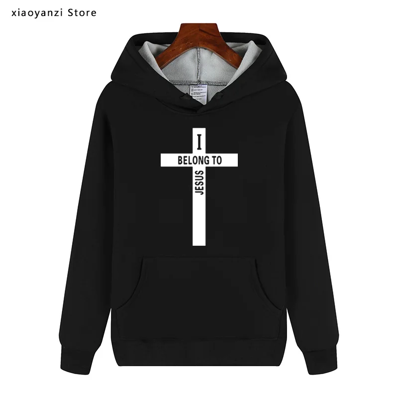 

New Winter Autumn Mens Fleece Cotton Hoodies male cross print JESUS Sweatshirts High Quality Boy Black Pullovers Free Shipping