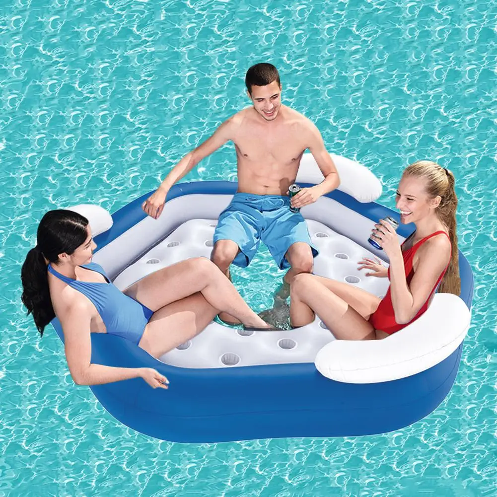 Надувной бассейн с кольцом для плавания летний надувной большого размера трех