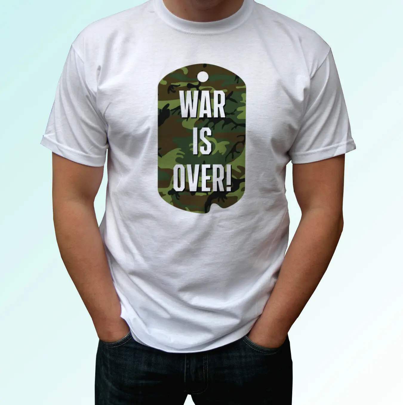 Белая футболка с надписью War Is Over dog tag и peace для мужчин женщин детей малышей худи
