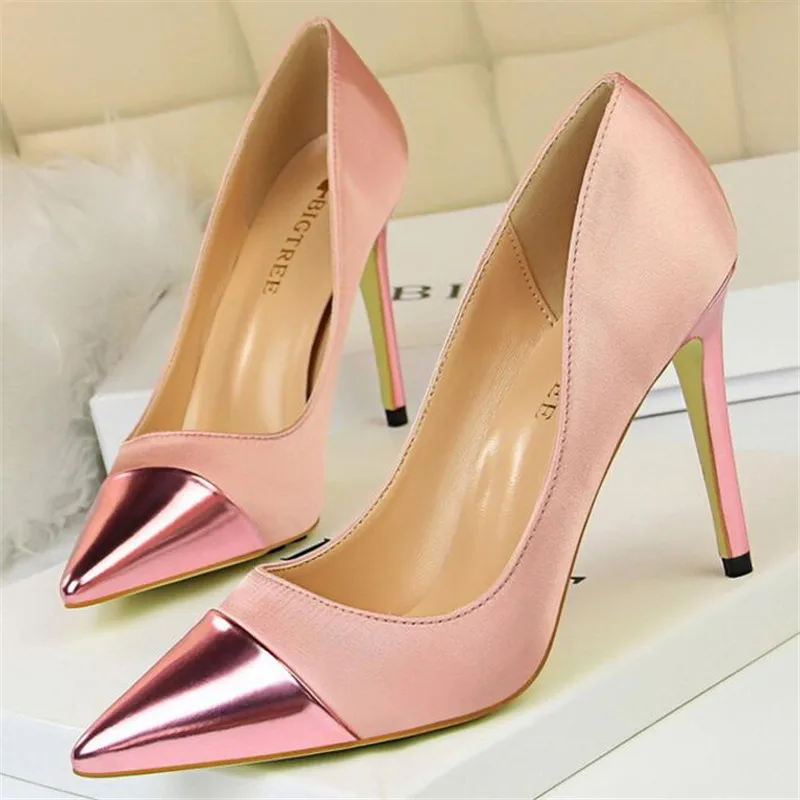 

BIGTREE Shoes New Leather Wonen Pumps Fashion Shoes Sexy Pointed Sexy Night club 10CM High Heels Shoes Sapato Feminino