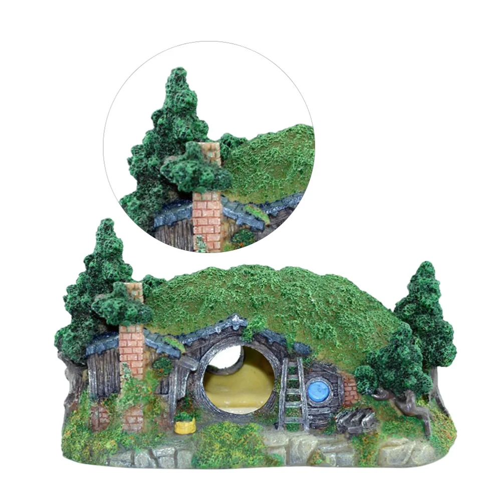 

1pc Simulation House Creative Fish Tank Ornament Aquarium Mini Resin Decoration for Home Store Shop